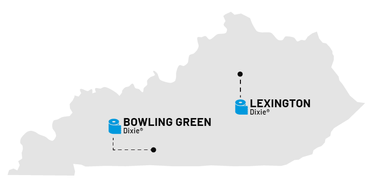 a map of kentucky with toilet paper rolls