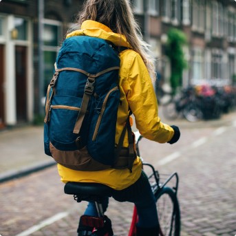 a woman riding a bicycle