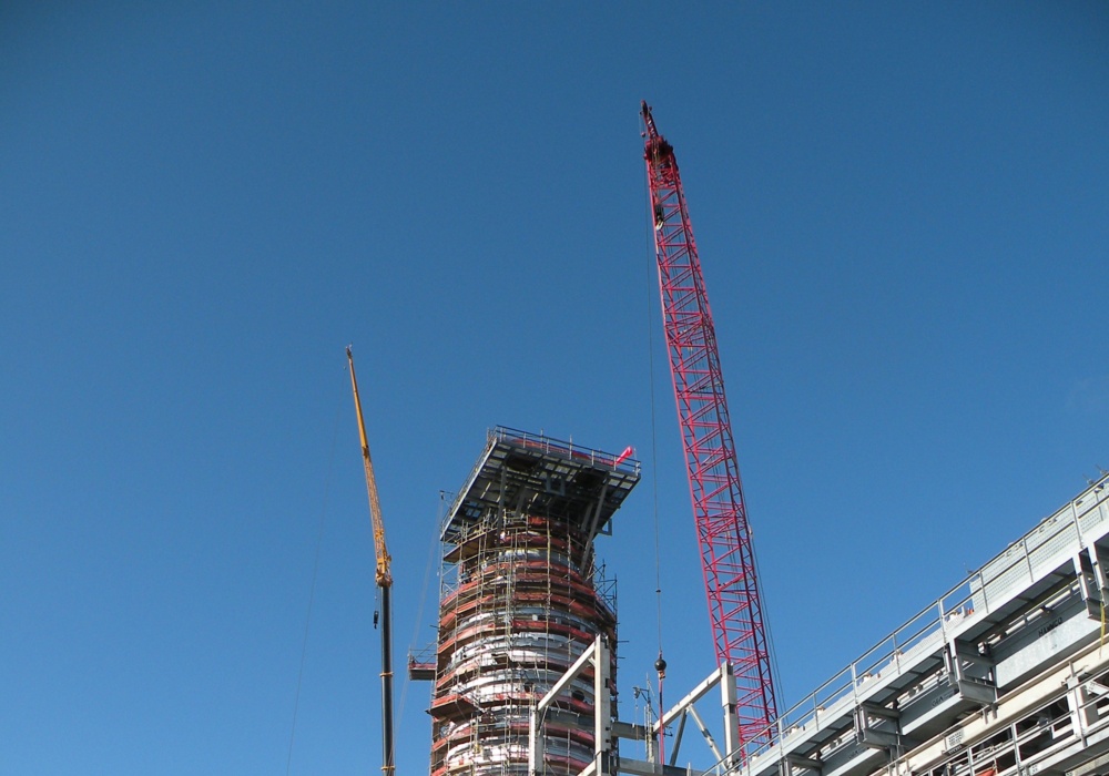a construction site with a crane