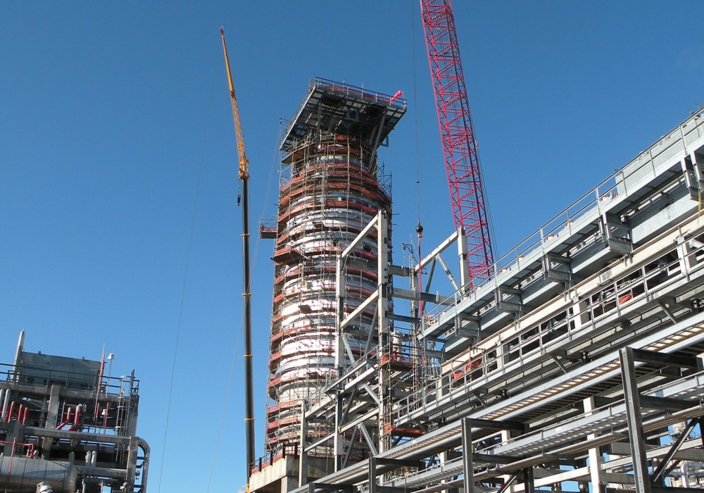 a construction site with a crane
