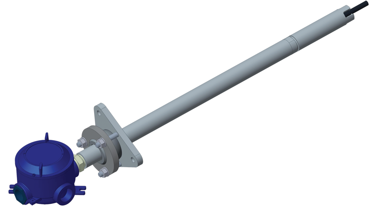 long metal rod with blue handle