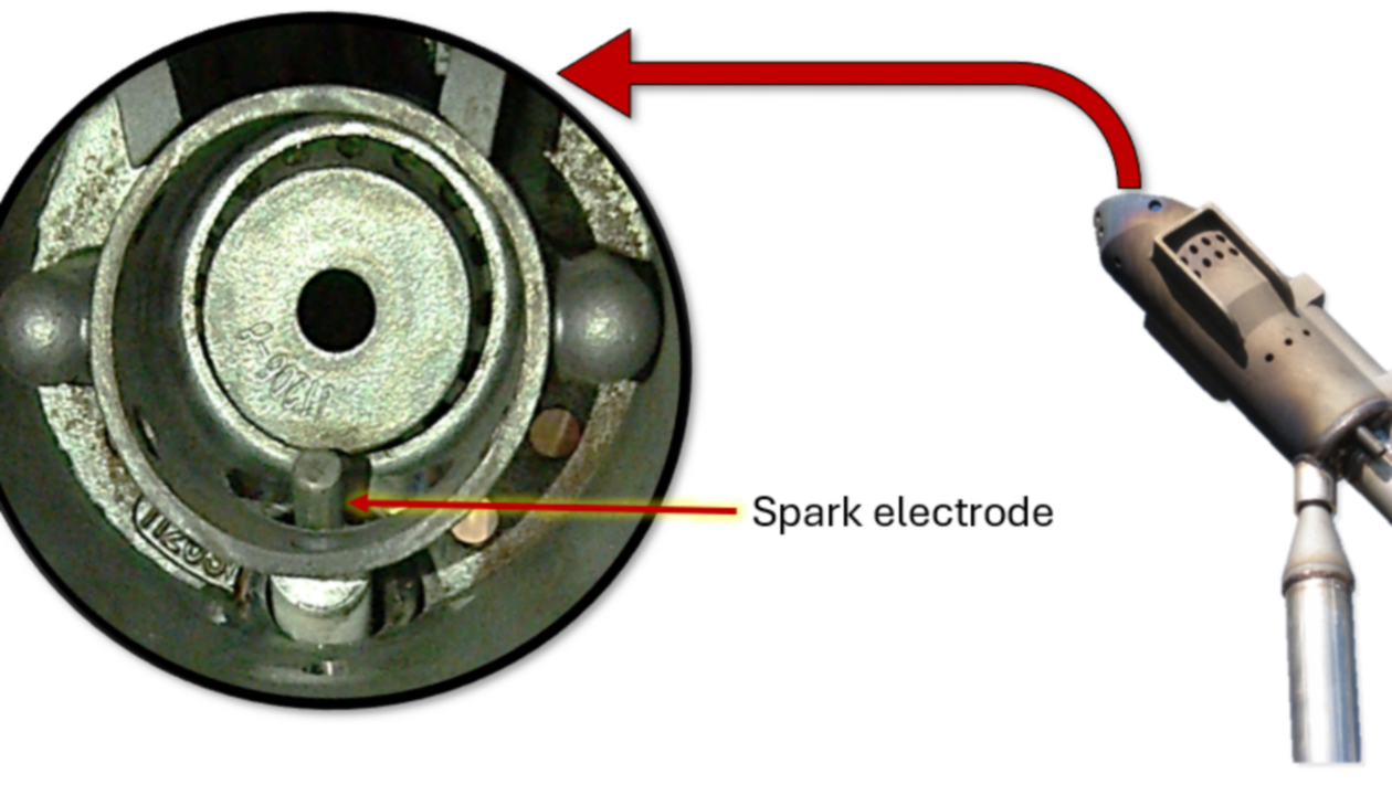a close-up of a spark electrode