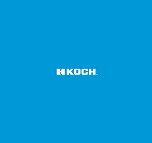 The Koch logo in white text on a blue background.