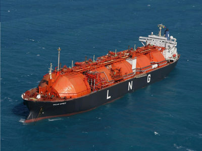 a large tanker ship in the water