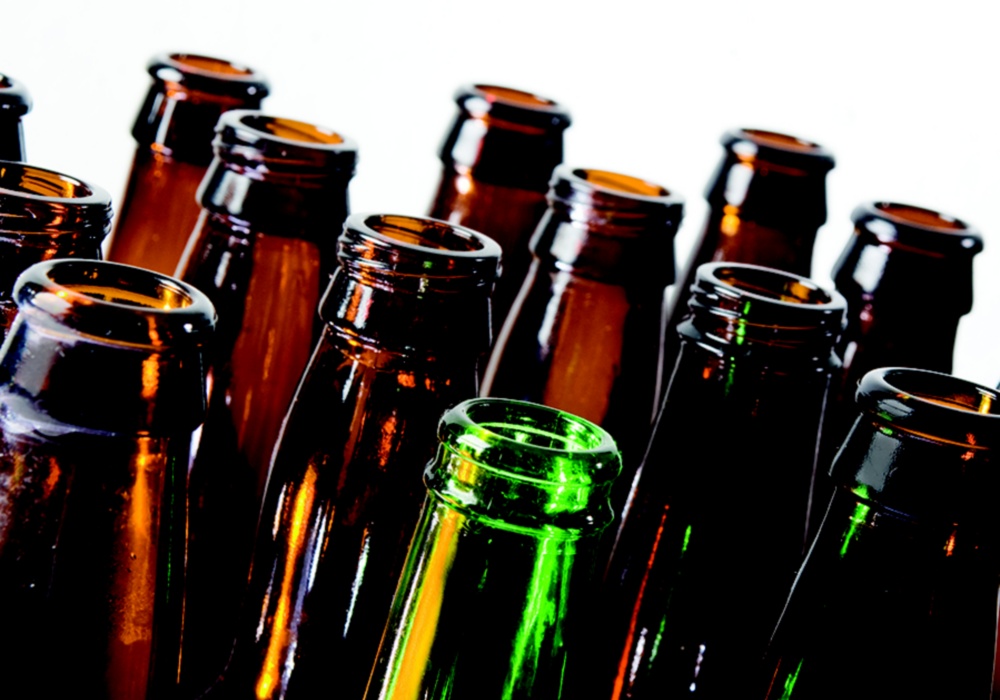 a group of brown bottles