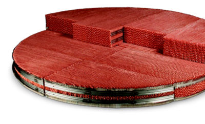 a red round platform with a few steps