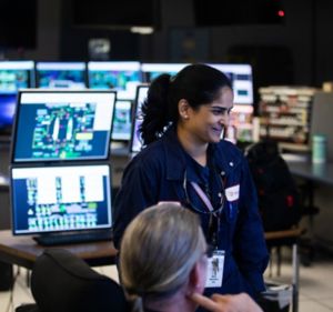 a woman in a control room