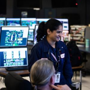 a woman in a control room