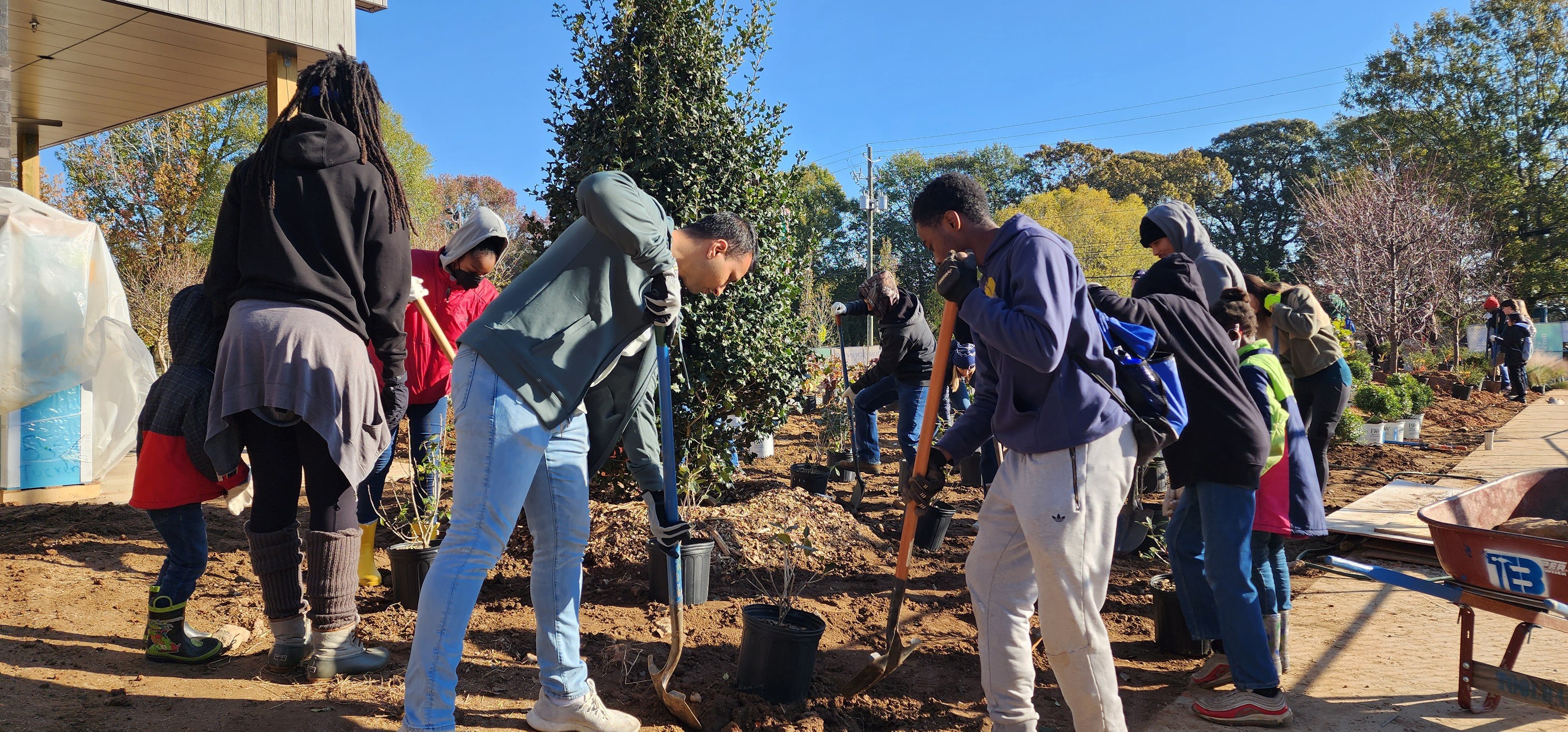 Many volunteers participated in the Trees Atlanta community planting event at its new headquarters. 