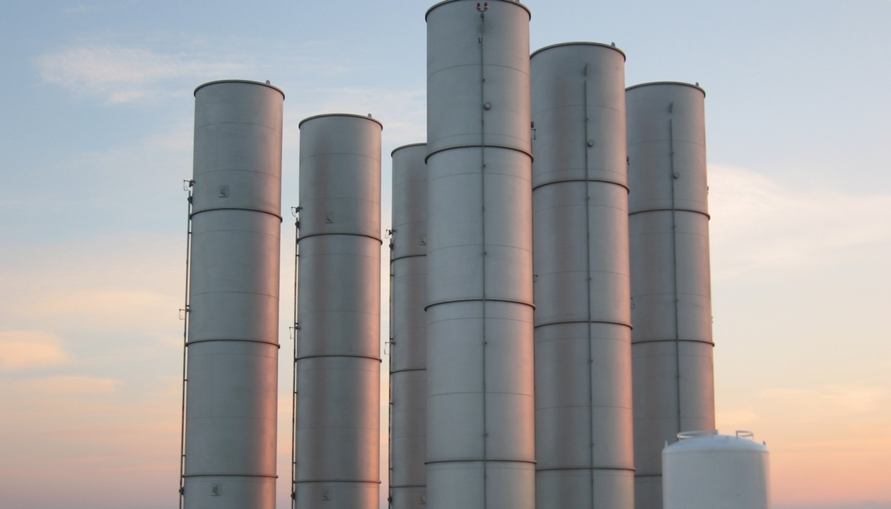 several cylindrical structures in a field